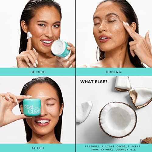 Real Techniques Real Clean Face Erase Makeup Removing Balm, Hydrating Makeup Cleansing Balm, Remove Stubborn Makeup, Hyaluronic Acid Moisturizes & Vitamin A Helps Exfoliate, 2 fl. oz Jar