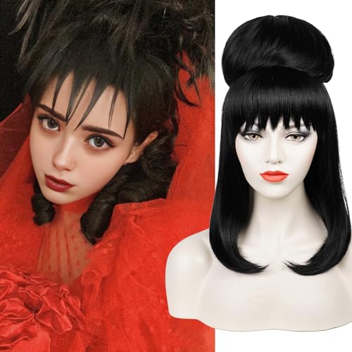 Red Heart Queen Wig Costume Women and Crown Cosplay Girls Pre-styled Fluffy Short Curly Halloween Anime Cosplay Party Wigs with Cap One Size