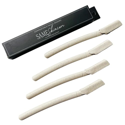 Same Skincare Dermaplane Razor - 4 Pack Compostable Face Razors for Gentle Exfoliation | Plastic-Free
