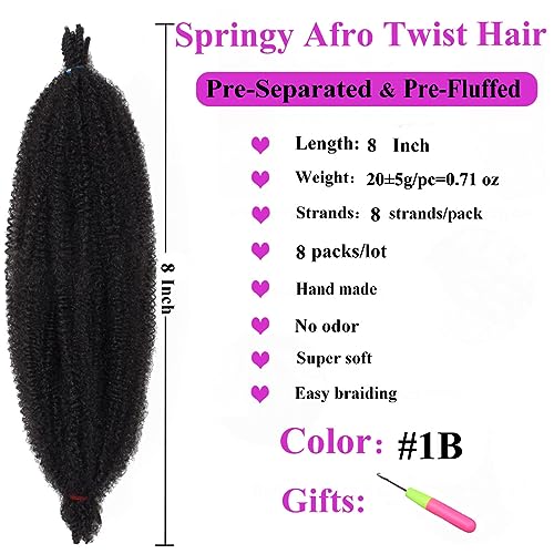 COOKOO Pre-Separated Springy Afro Twist Hair Soft Synthetic Marley Crochet Braiding Hair For Passion Twist Hair For Poppin Spring Twist Hair For Black Women