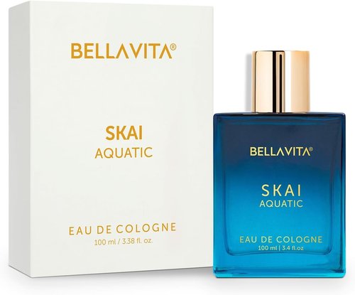 Bellavita Luxury SKAI Eau de Cologne | 100 ml (3.4 fl.oz.) | Perfume for Men and Women | Citrus, Bergamot, Clary Sage, and Patchouli Notes | Long Lasting Unisex Fragrance