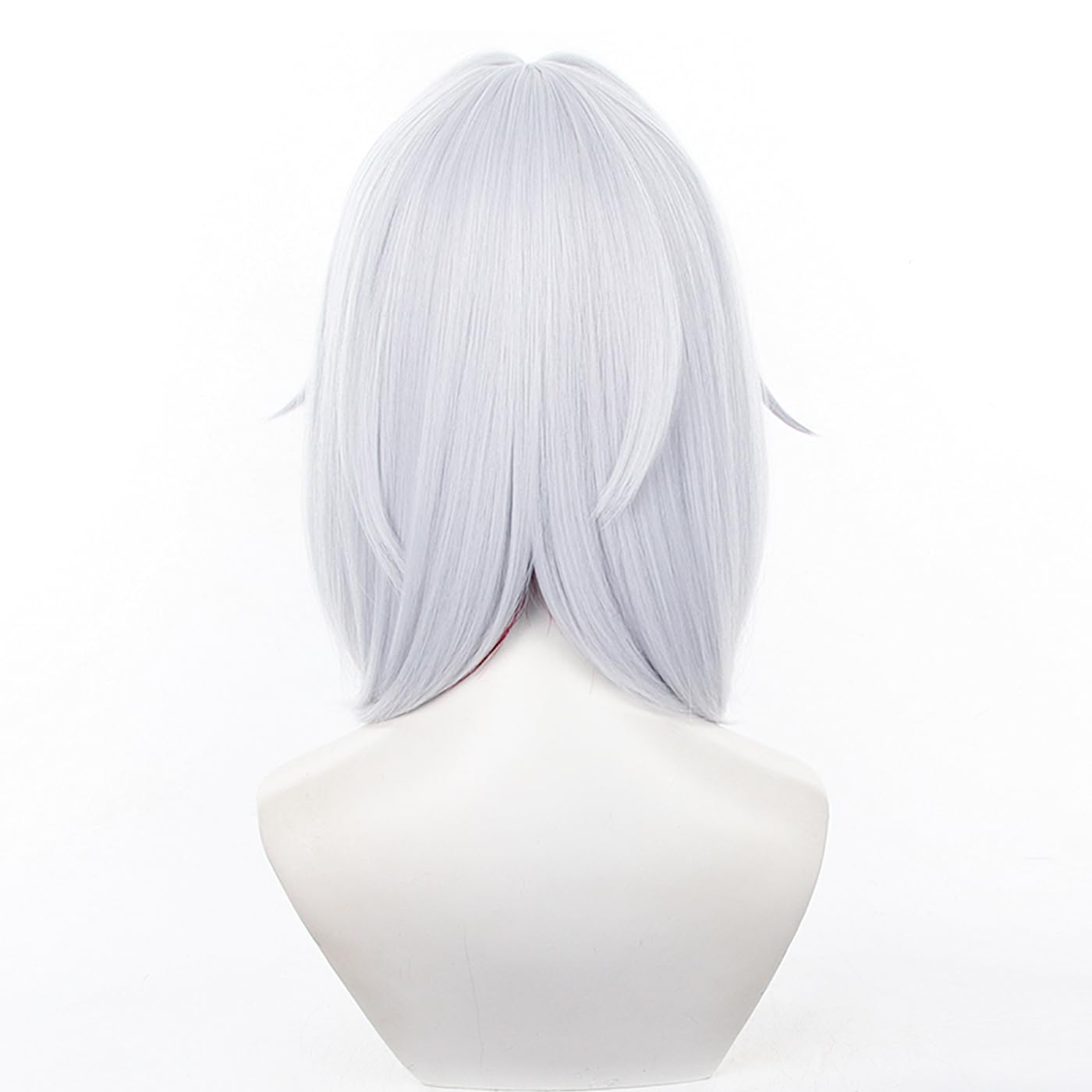 XiongXiongLe Honkai Star Rail Topaz Cosplay Wig Middle Long White with Red Mixed Bob Head Hair Wigs for Women Girls Cos Anime Game Party Halloween Christmas(Topaz)