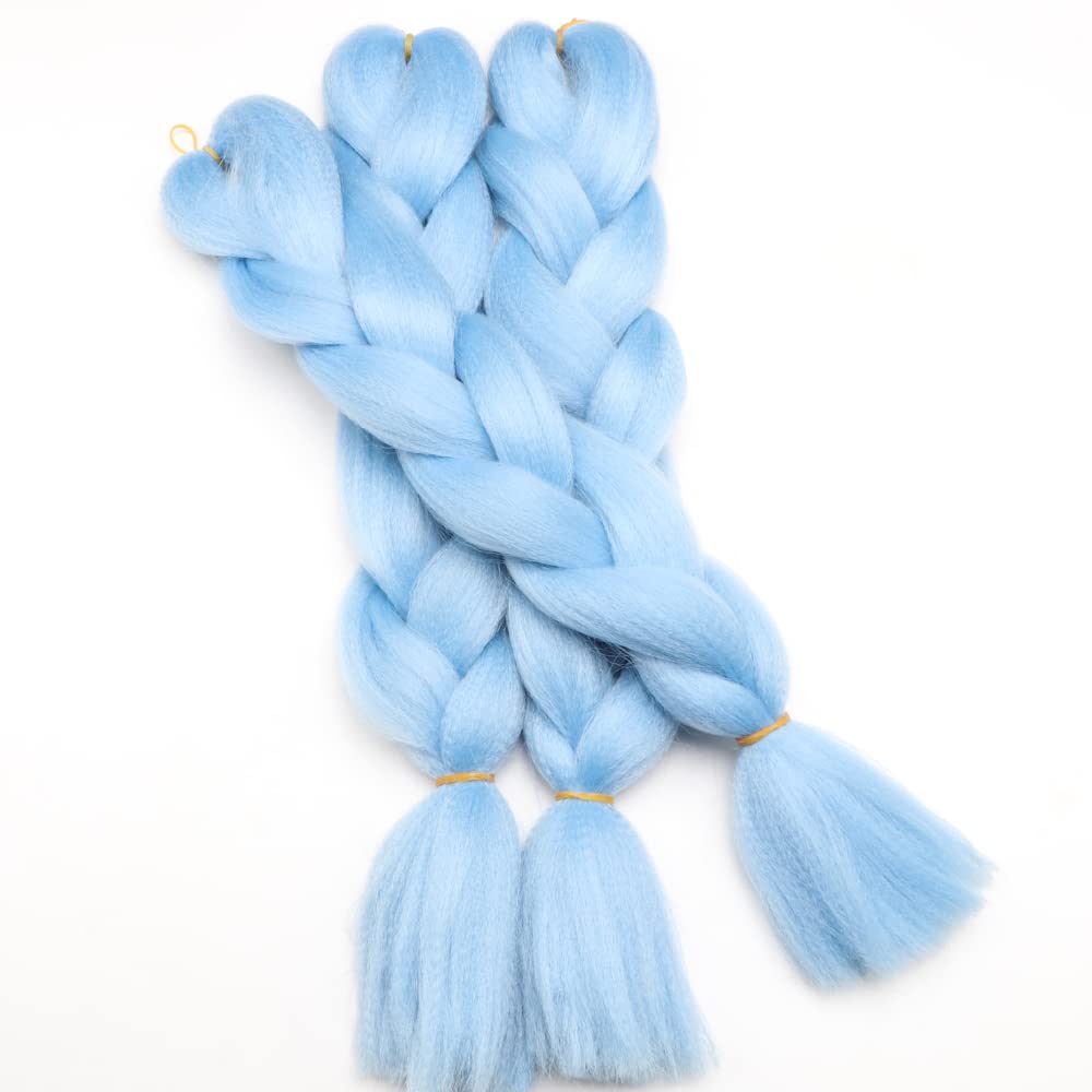 Original Jumbo Braids Hair Extension 3pcs Light blue Color 24inch 100g/pc For Twist Box Braiding Hair (light blue)