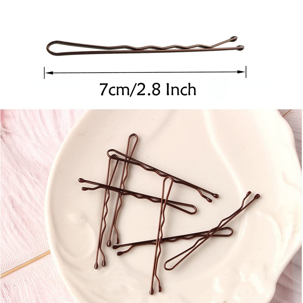 YINGFENG 220pcs 2.76 Inch Large Brown Bobby Pins for Women, Jumbo Long Pins with Box, Reusable Non Slip Big Pins Great For Thick Hair