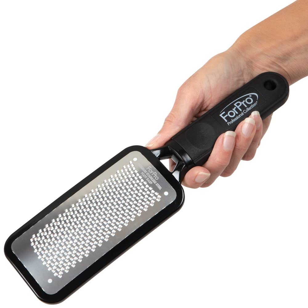 ForPro Professional Collection Premium Stainless Steel Foot Rasp - Colossal Callus Remover & Cracked Heel Smoother, 10.75" L x 2.75" W, Black