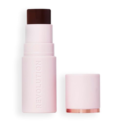 Revolution Beauty London Skin Silk Bronzer Stick - Buildable Cream-to-Powder Formula, Vegan, Deep Mocha, 0.15 oz