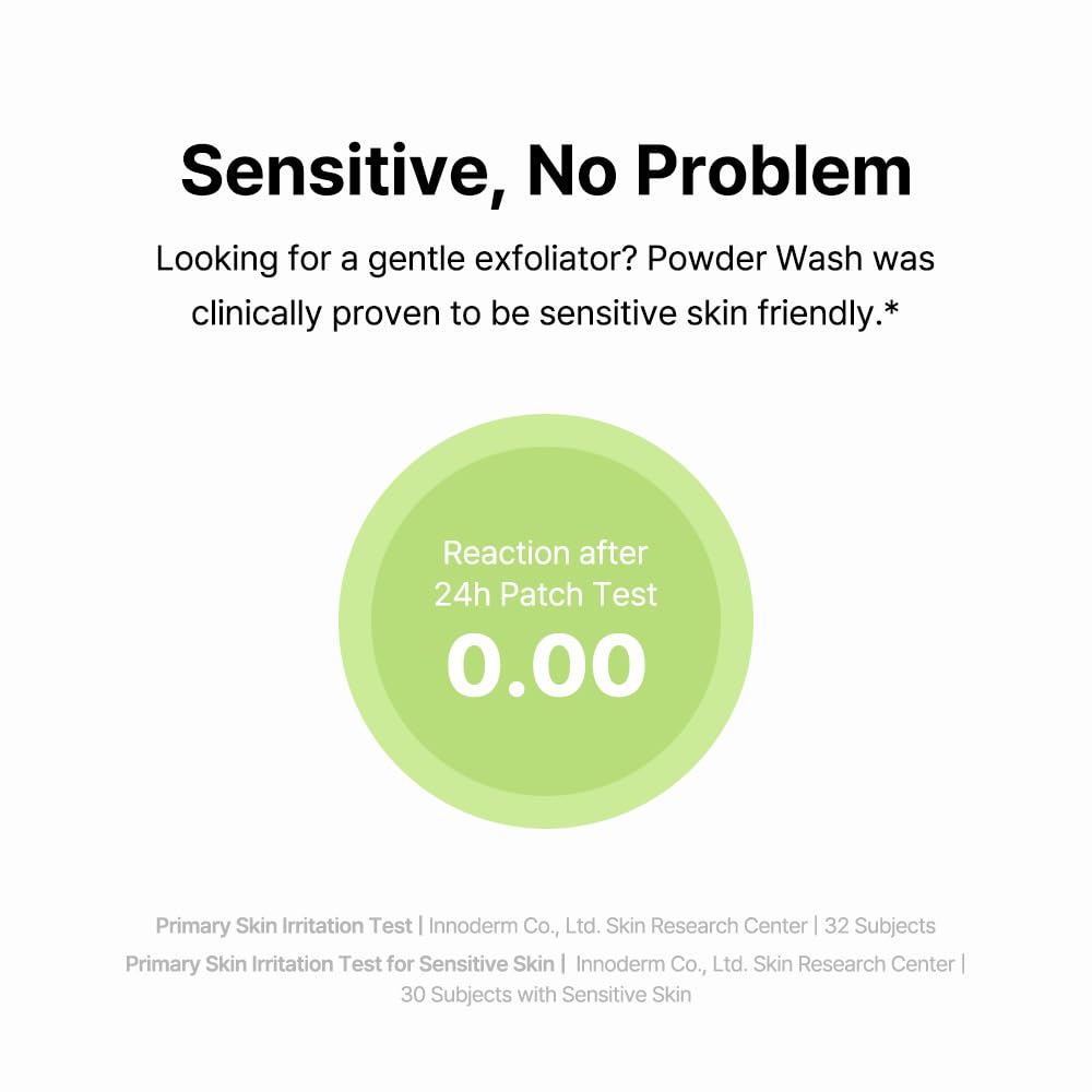 WISHTREND Green Tea & Enzyme Powder Wash - Gentle Facial Cleanser for Sensitive Skin, 110g