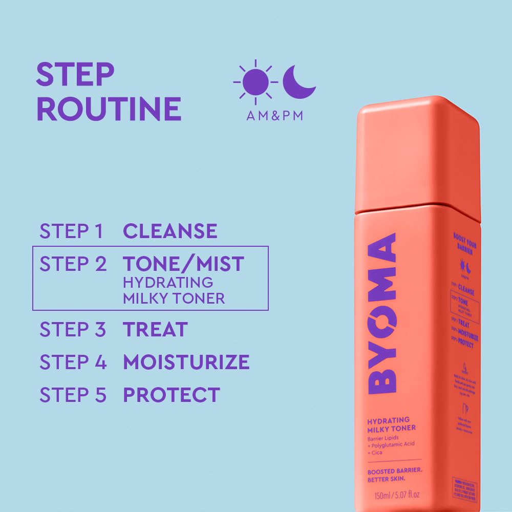 BYOMA Hydrating Milky Toner - Ultra Hydrating Face Toner for Dewy Skin - Soothes, Locks in Moisture - 5.07 fl oz