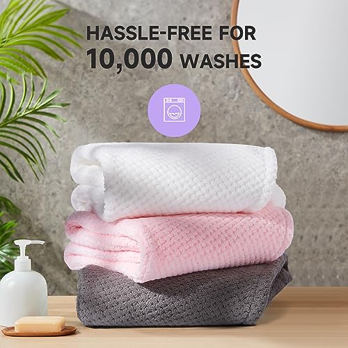 Umisleep 3 Pack Microfiber Hair Towel Wrap for Curly Hair, Super Absorbent Hair Drying Towel for Women, Kids, Hair Care Accessories, Hair Turban for Wet Hair (Grey, White, Pink)