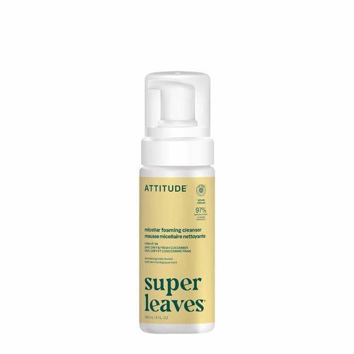 ATTITUDE Micellar Foaming Facial Cleanser - EWG Verified, Vegan Formula with Earl Grey & Cucumber Scent | 5 Fl Oz