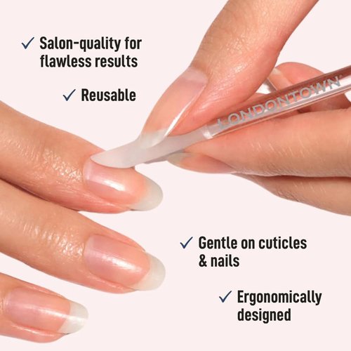 LONDONTOWN Double-Sided Glass Cuticle Pusher - Dual-Ended Nail Cleaner & Cuticle Remover Tool for Manicure & Pedicure