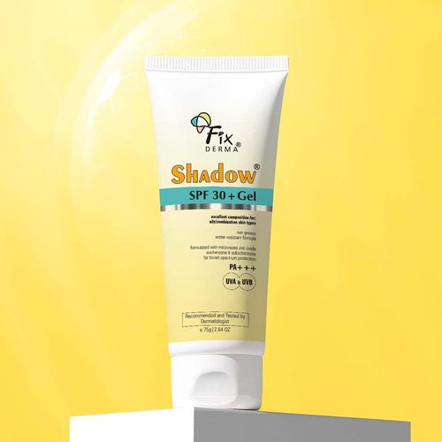Fixderma Shadow SPF 30+ Gel Sunscreen for Face - Broad Spectrum UVA/UVB Protection | Water-Resistant & Lightweight - 2.64 Oz