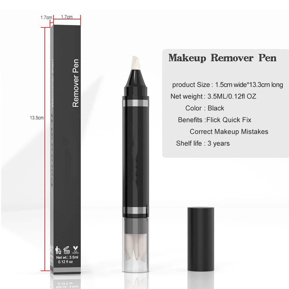Skiennix Eye Makeup Remover Pen - Instant Touch-Up Eraser for Lipstick & Eyeliner | Travel-Friendly with 3 Replacement Heads