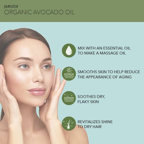 PURA D'OR Organic Avocado Oil - 100% Pure Cold Pressed Moisturizer for Face, Skin & Hair - 16 Oz