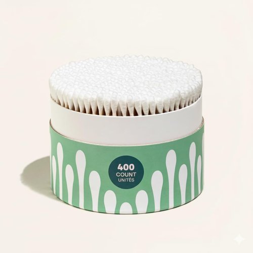 Cliganic Organic Cotton Swabs - 100% Pure Natural Cotton, Chlorine-Free & Hypoallergenic | 400 Count