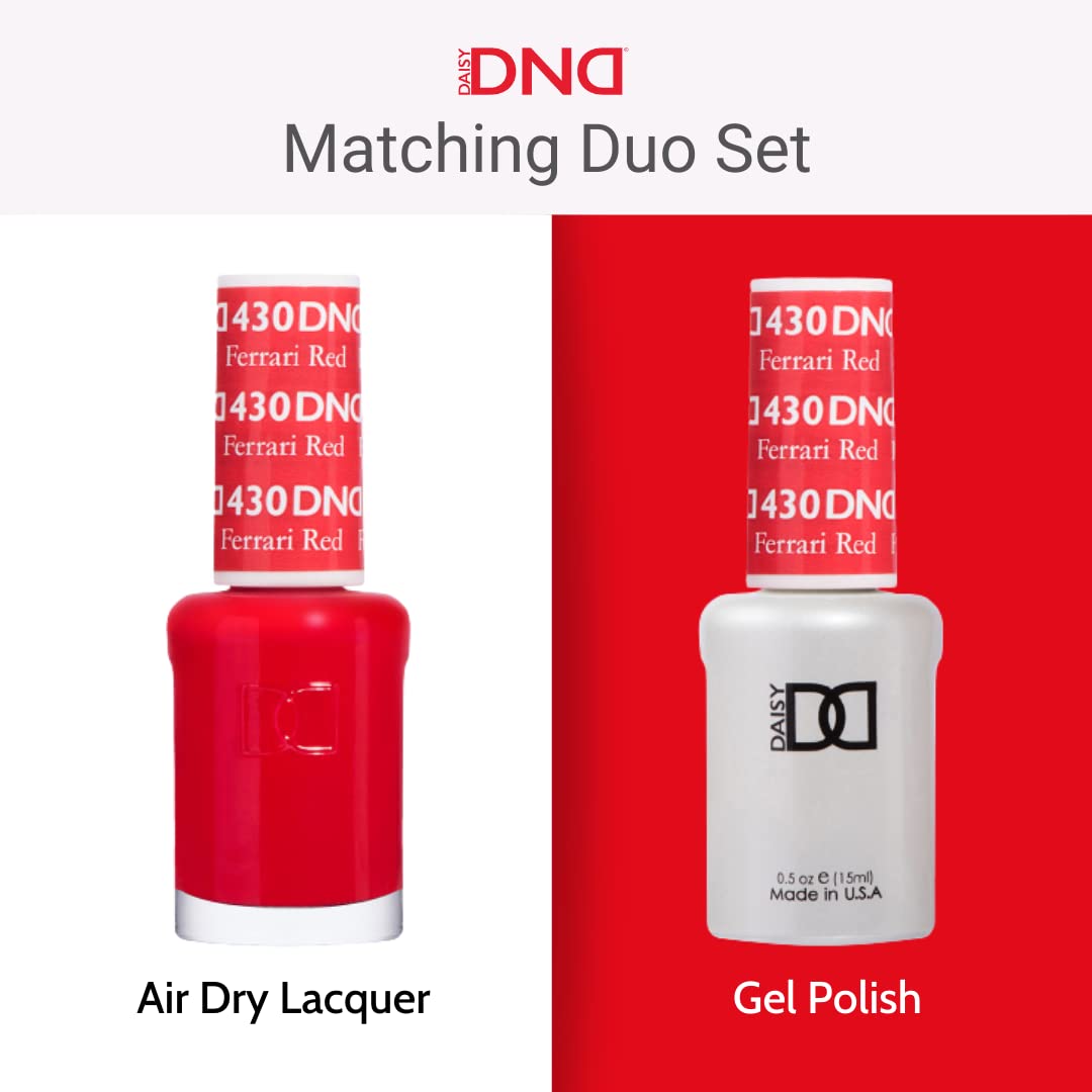 DND Gel Polish Set - Red Collection | UV/LED Gel & Air Dry Nail Lacquer Duo, 0.5 Fl Oz Each