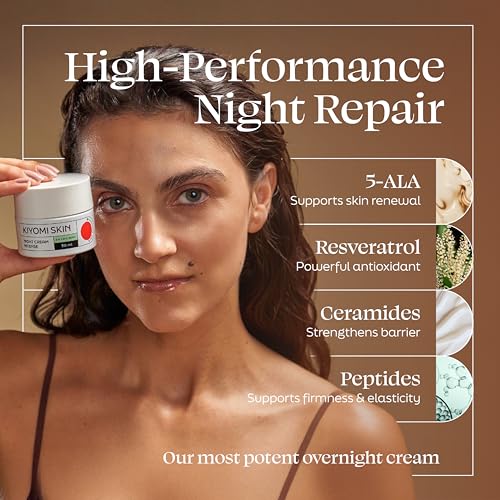 Night Cream Intense - Overnight Face Cream with 5-ALA, Resveratrol, Ceramides, Peptides - Anti-Aging Facial Moisturizer for Fine Lines, Wrinkles, Skin Barrier - German Made - 1.7 Fl Oz