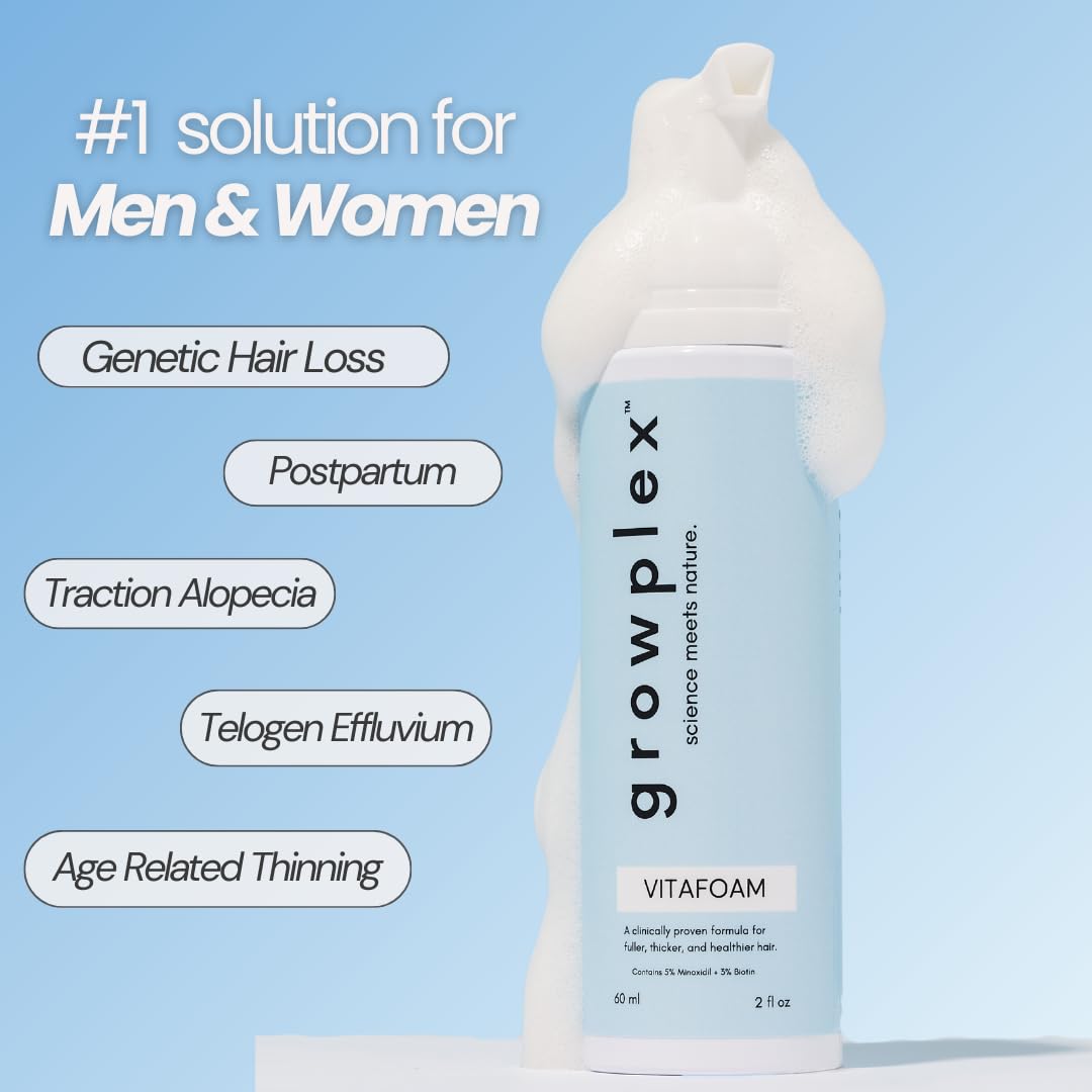 Vitafoam 5% Minoxidil Foam - DHT Blocking Formula for Men & Women | Non-Greasy, Fast-Drying Hair Regrowth