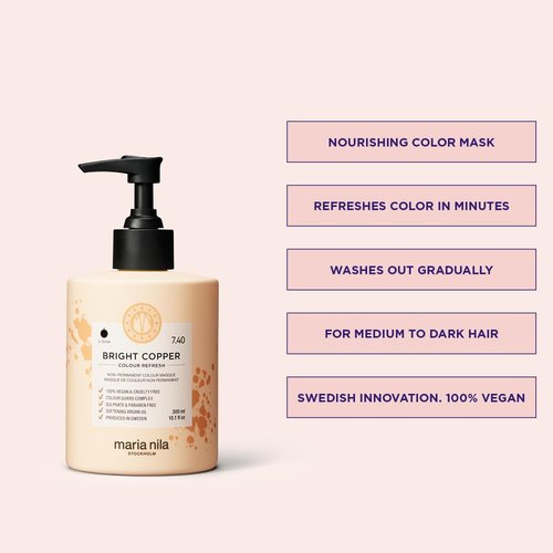 Maria Nila Color Refresh - Bright Copper Hair Mask | 100% Vegan & Sulfate-Free Semi-Permanent Pigment