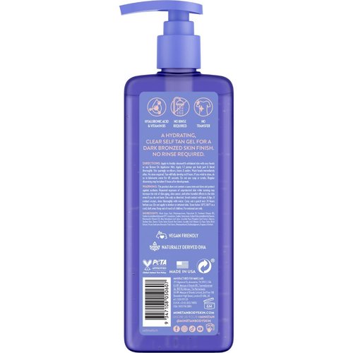 MineTan Clear Self Tanning Gel - Super Dark Invisible Tan for Face & Body | Hydrating, Quick Apply, 8 Fl Oz