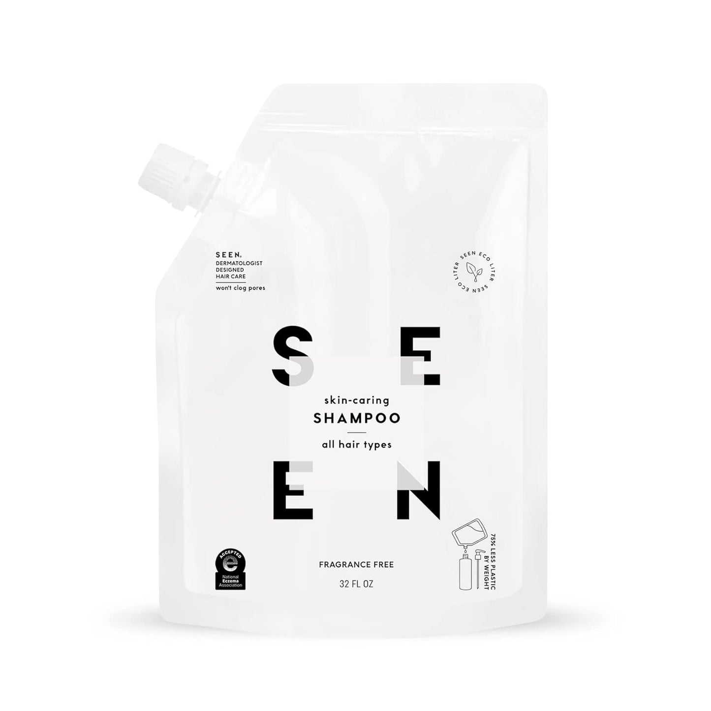 SEEN Shampoo Eco-Refill - Fragrance-Free, Non-Comedogenic Formula for Sensitive & Acne-Prone Skin