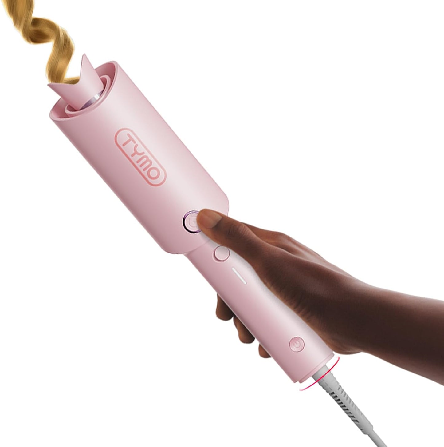 TYMO CURLPRO Automatic Rotating Curling Iron - Portable 1-Inch Beach Waves Curler with Ionic Technology | Lightweight & Dual Voltage, Pink
