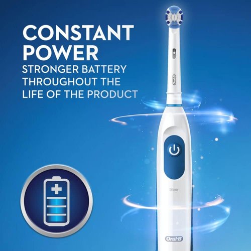 Oral-B Pro 100 Electric Toothbrush - Precision Clean, Battery Powered, Blue & White Design