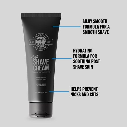 Game Face Silk Shave Cream - Hydrating Formula for Sensitive Skin, Fragrance-Free | 3 Fl. Oz.