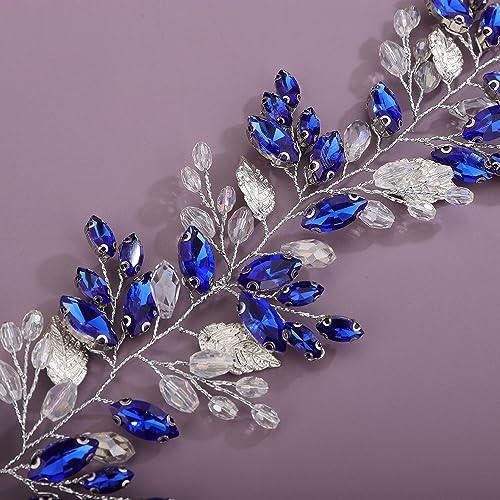 Teyglen Leaf Bride Wedding Hair Vine Bridal Crystal Headband Handmade Gold Leaf Crystal Beads Hair Piece Bohe Rhinestone Headpieces Wedding Hair Accessories for Women Girls (Gold)