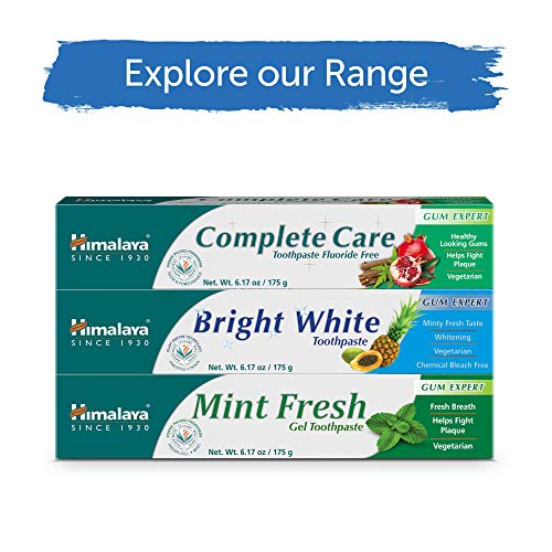 Himalaya Bright White Toothpaste, Fluoride Free to Reduce Plaque & Whiten Teeth, 6.17 oz, 2 Pack