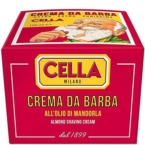 Cella Milano Almond Shaving Cream - Premium Tallow-Based Wet Shave Soap for Men | Rich Moisturizing Lather (5.2 oz / 150g)