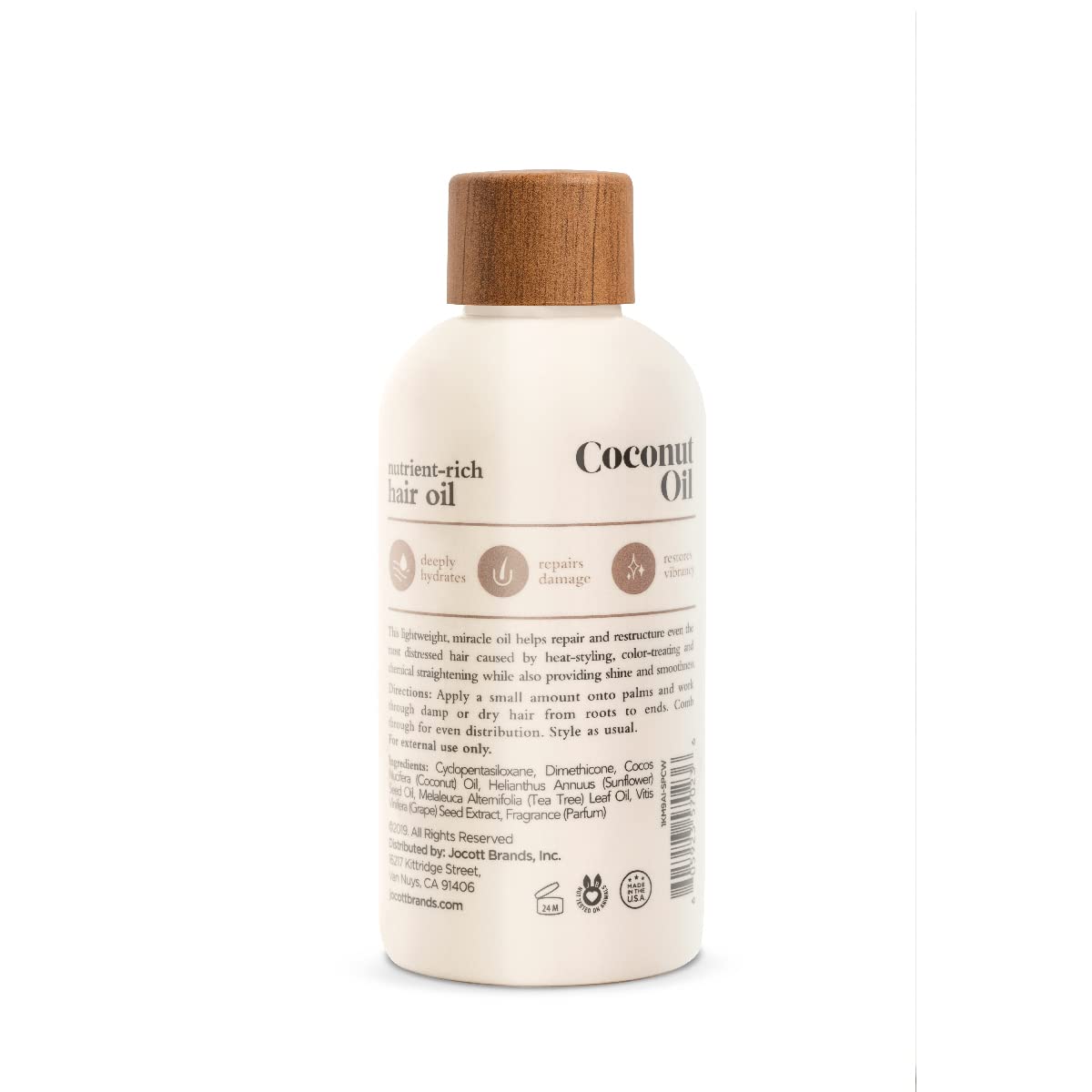 Oliology Coconut Hair Oil - Meds Split Ends, Controls Frizz, Hydrates & Softens - Lightweight Formula Helps Repair Distressed Hair from Heat Styling & Treatments | Made in USA & Paraben Free (4oz)