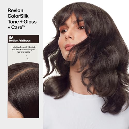 Revlon ColorSilk Tone + Gloss + Care Demi Permanent Hair Color, Dye Kit with Leave-In Scalp and Haircare Serum, 2x Shinier, 4x Stronger, 1 Black, 4.5 fl oz