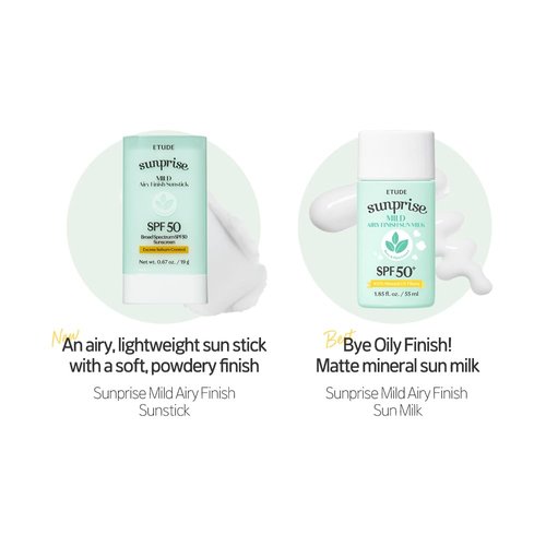 ETUDE Sunprise Sunstick SPF50+ | Vegan, Non-Greasy, Matte Finish, 19g - Ideal for Sensitive Skin & Festivals