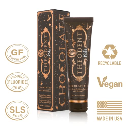 Theodent Fluoride-Free, Natural, Kids Toothpaste, Chocolate Chip Flavored (3.4 Ounces, 96.4 Grams)