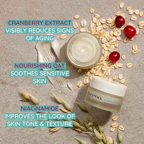 Aveeno Calm + Restore Age Renewal Anti-Aging Eye Gel, Under Eye Cream with Nourishing Oat & Cranberry Extract Visibly Improves the Look of Wrinkles & Crow's Feet, Fragrance Free, 0.5 oz