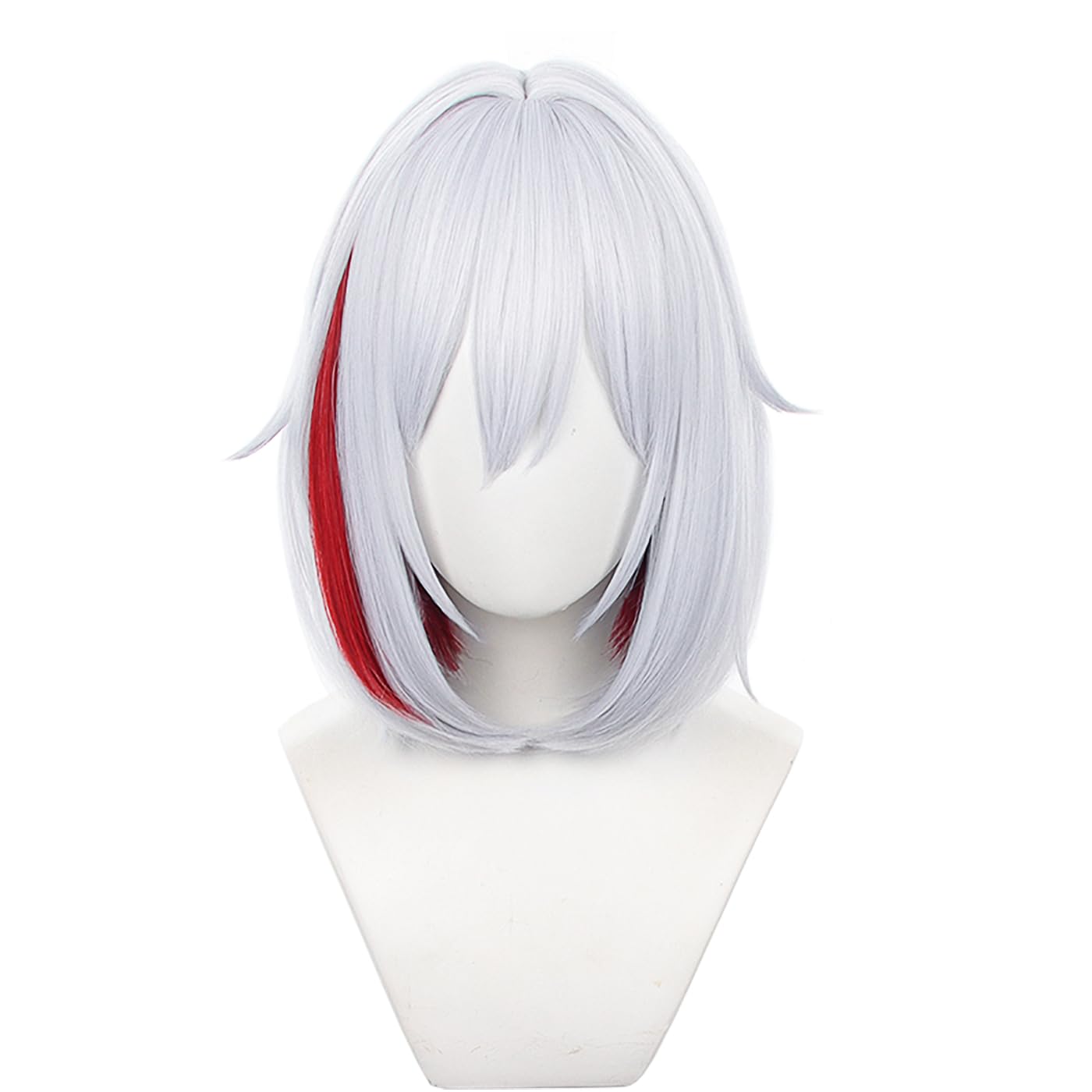 XiongXiongLe Honkai Star Rail Topaz Cosplay Wig Middle Long White with Red Mixed Bob Head Hair Wigs for Women Girls Cos Anime Game Party Halloween Christmas(Topaz)