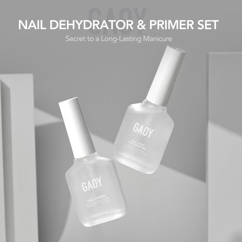 GAOY Nail Dehydrator and Primer, 2 Pcs Acid-Free Natural Nail Prep Dehydrate and Bond Primer Set, for Gel Nail Polish