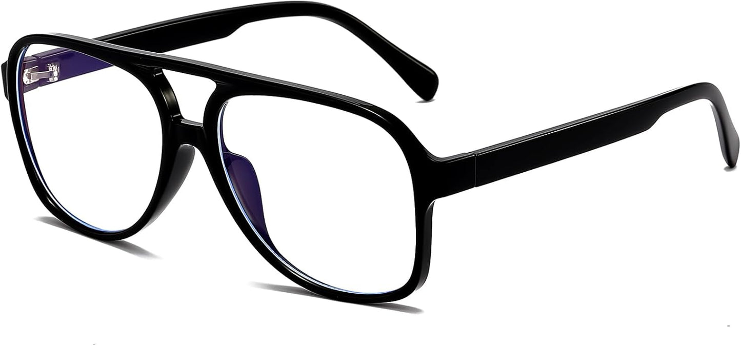 Skiennix Retro Aviator Blue Light Glasses - Oversized 70s Pilot Frame for Men & Women | Anti-Eyestrain