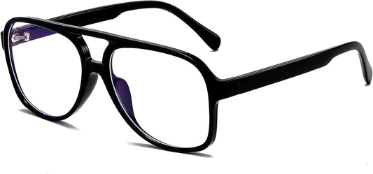 Skiennix Retro Aviator Blue Light Glasses - Oversized 70s Pilot Frame for Men & Women | Anti-Eyestrain