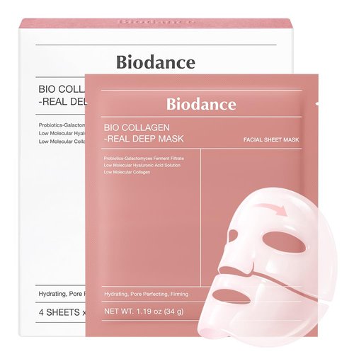 BIODANCE Bio-Collagen Deep Hydrating Hydrogel Face Mask - Pore Minimizing & Plumping | 1.19oz (34g) x 4ea
