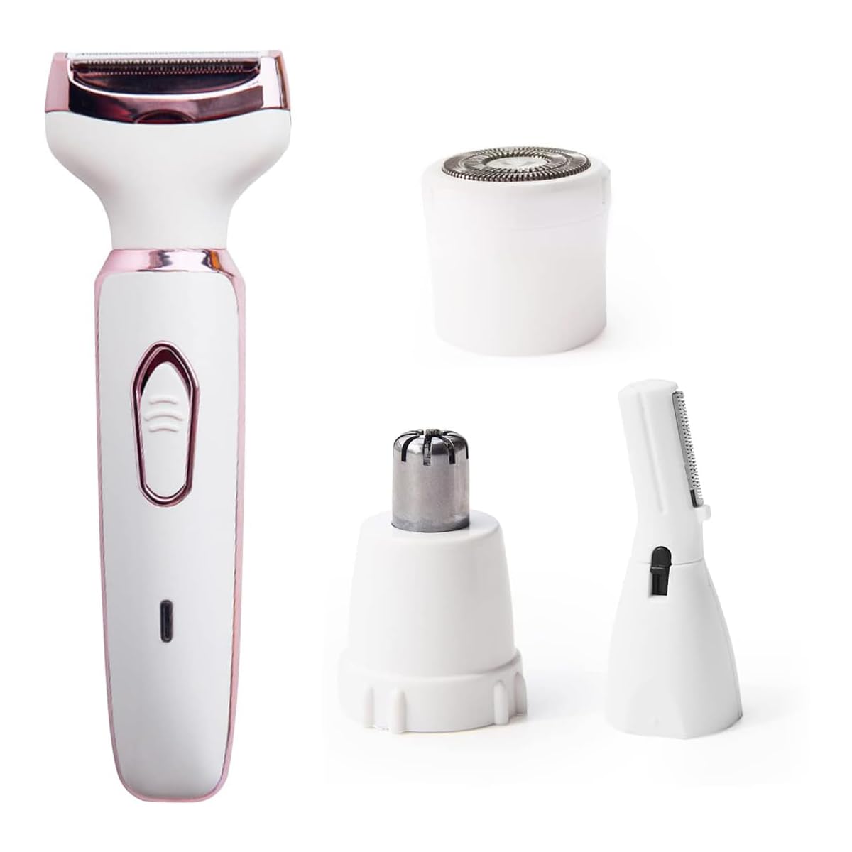 Bikini Trimmer for Women, Electric Razor Hair Shaver for Face Nose Eyebrow Beard Mustache Arm Leg Armpit Bikini, Replaceable Lady Facial Razor, Painless Rechargeable 4 in 1 Women Body Shaver for Trip