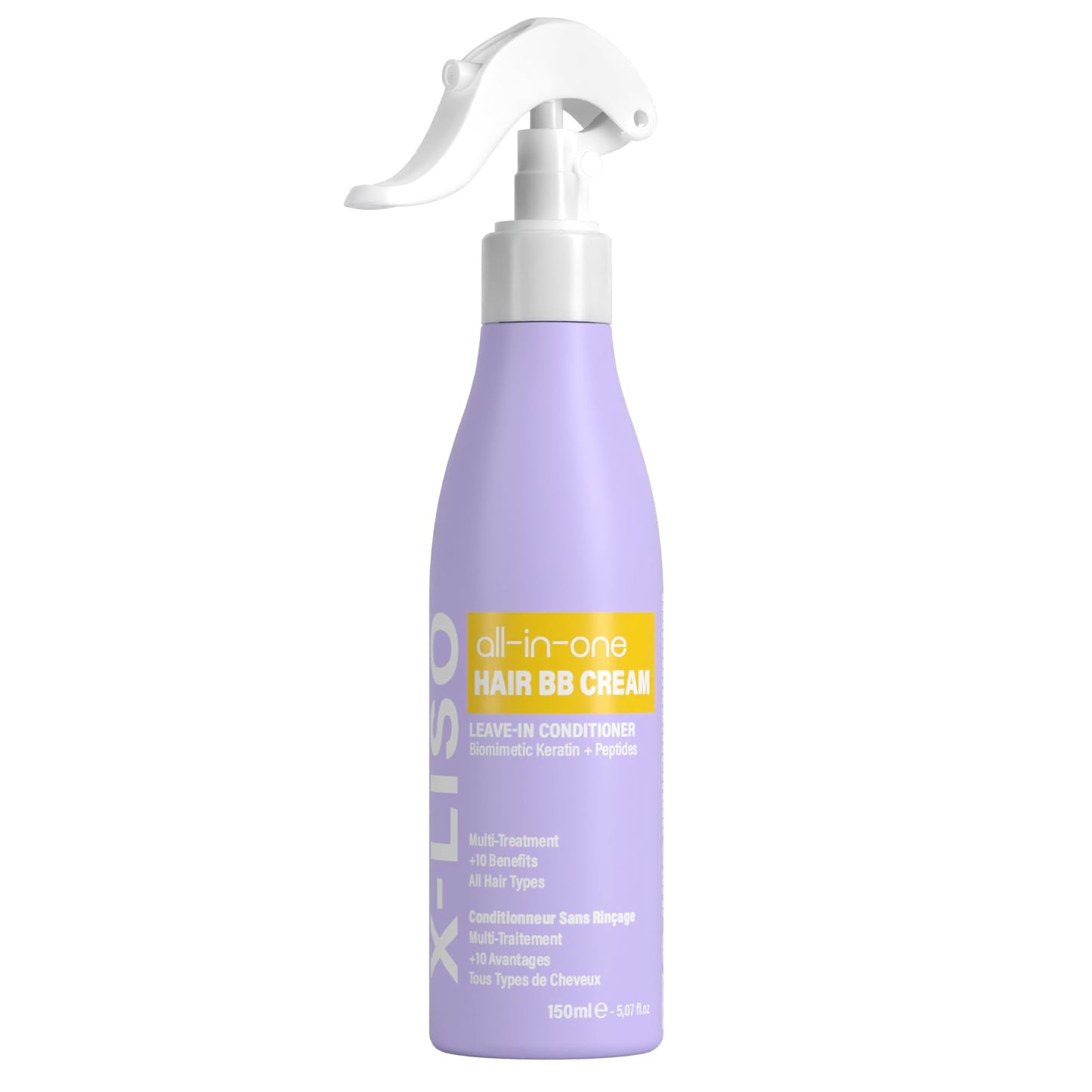 X-LISO All-in-One Hair Conditioner BB Cream Leave-In Conditioner Spray – Hair Detangler with Keratin & Peptides – Anti Frizz & Heat Protectant for Hair – 11 Benefits in 1 for All Hair Types
