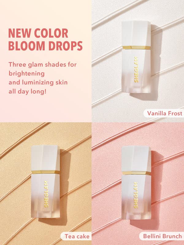 SheGlam Glow Bloom Liquid Highlighter - Long-Lasting Waterproof Cream with Shimmer Finish | Vanilla Frost