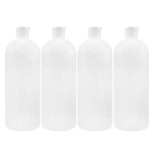 Cornucopia Brands 32oz Flip Top Plastic Squeeze Bottles (4-Pack); XL Dilution Bottle for Shampoo, Dog Grooming, Liquids Mixing, Squirt Spout