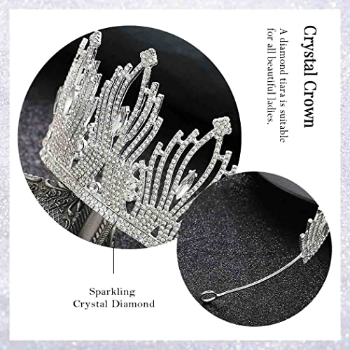 Kilshye Rhinestone Wedding Tiaras and Crowns Silver Crystal Bridal Tiara Bride Prom Costume Hair Accessories for Women (A- Silver)