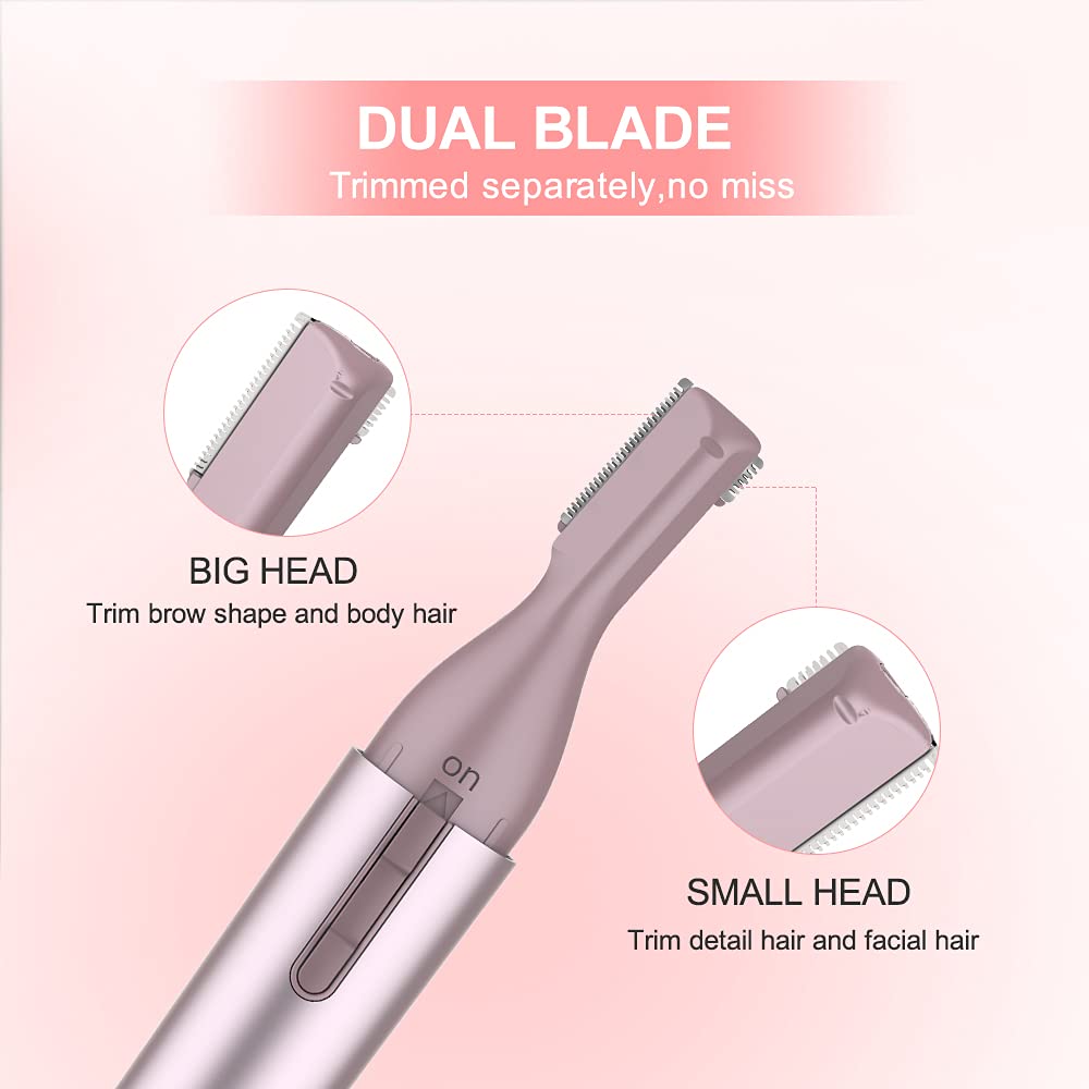 TOUCHBeauty Facial Hair Trimmer Eyebrow Shaper Wet & Dry Hair Removal for Face Legs Battery Powered Upgraded(Rose Gold)