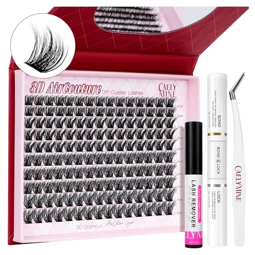 CAELYMINE Lash Extension Kit for Beginners Lash Clusters Kit with Spikes Lash Glue Remover Lash Kit Bond and Seal Individual Lashes Kit Eyelash Applicator (C163 10-16 Mix)