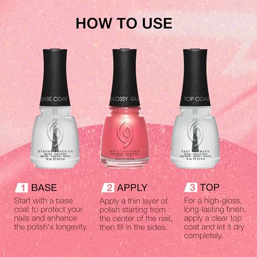 China Glaze CG Nail Lacquer Rainbow – Sheer Iridescent Pink Nail Polish, Quick Dry, Chip Resistant, High Gloss Finish for Salon & DIY Manicure, 0.5 fl oz