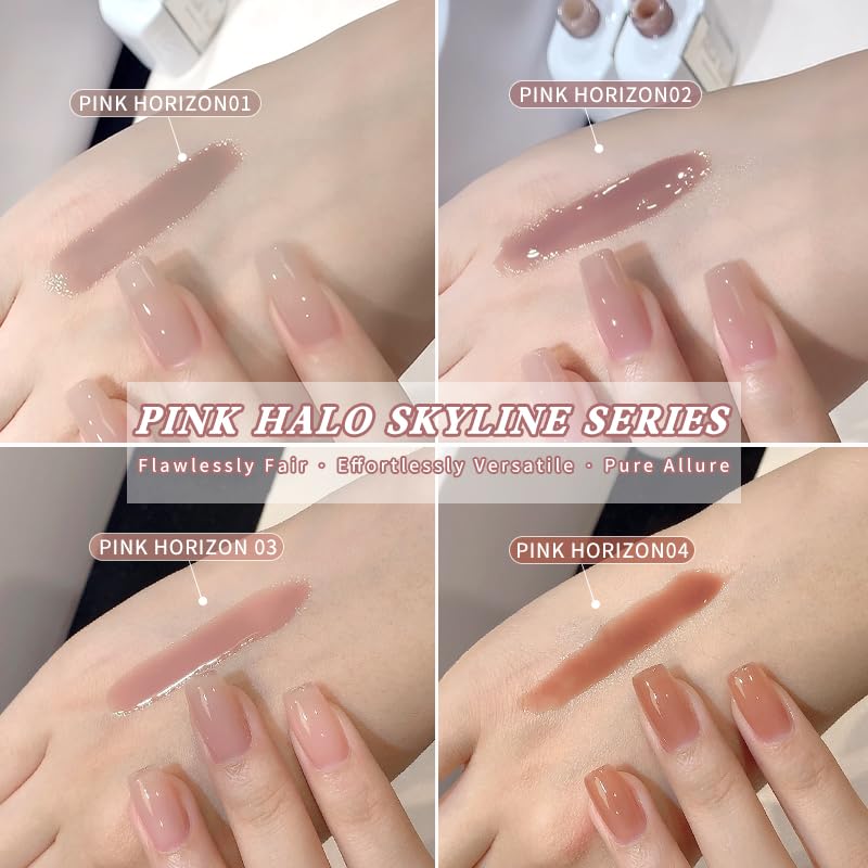 Translucent Pink Gel Nail Polish—Natural nude finish with a subtle pearlescent sheen, flatters all skin tones, lasts 2-3 weeks with lasting shine, perfect for everyday wear (Sheer Pink01)